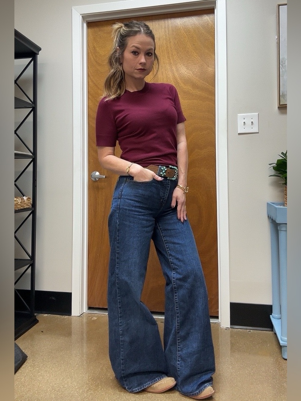 Levi's High Rise Wide Leg Jeans in Dark Blue Denim
